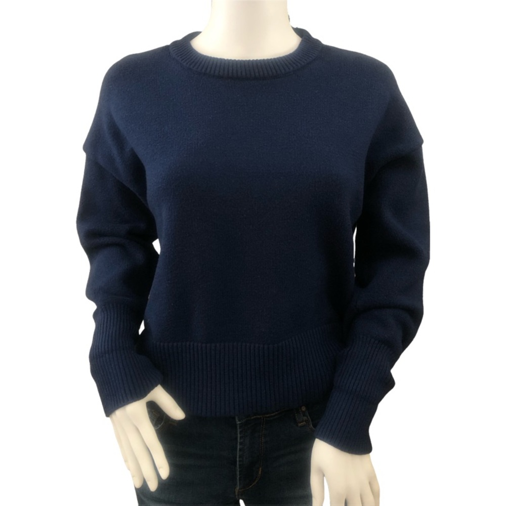 PHILOSOPHY Ribbed‎ Cable Knit Sweater Blue Womens XL Fisherman Crewneck Cropped